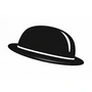 A simple black bowler hat with a white band, viewed from a slight angle on a white background. It represents the conscious mind, the evaluating, filtering layer of awareness. Lifted Hat = reduced filtering.