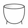 Simple black and white line drawing of a round pot with short legs, viewed from the front. The "pot" represents the subconscious mind and represents the deeper layer where repeated impressions form belief structures.