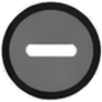 A gray circle with a white horizontal line in the center, resembling a minus sign, to represent strong negative beliefs.